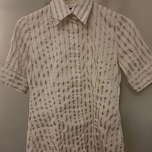 Women's New York & Company XS Ink Gray Pinstripe Cotton Blend Button Up Blouse